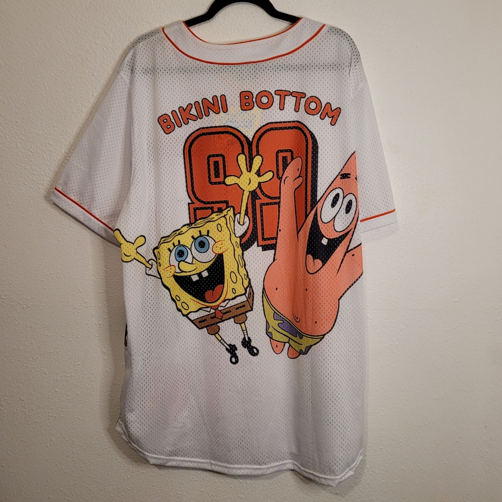 Nickelodeon SpongeBob SquarePants & Friends Baseball Jersey White/Orange Mens 4X - Picture 3 of 11